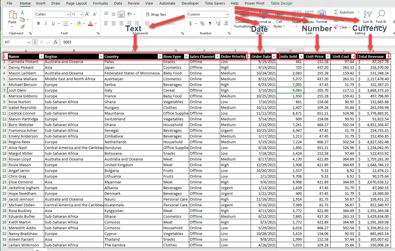 Excel Table Consistent Formatting