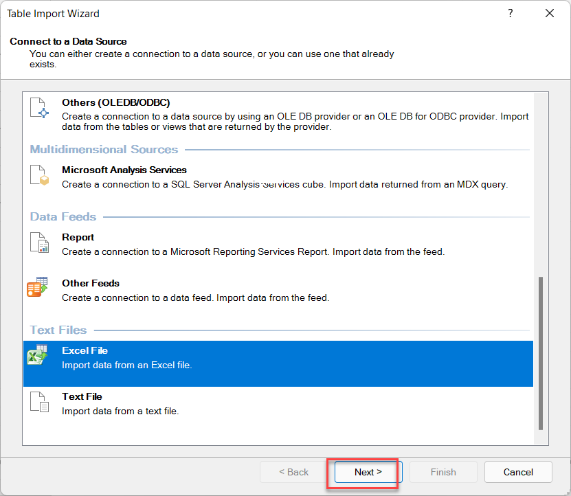 Importing data from an Excel File in Power Pivot