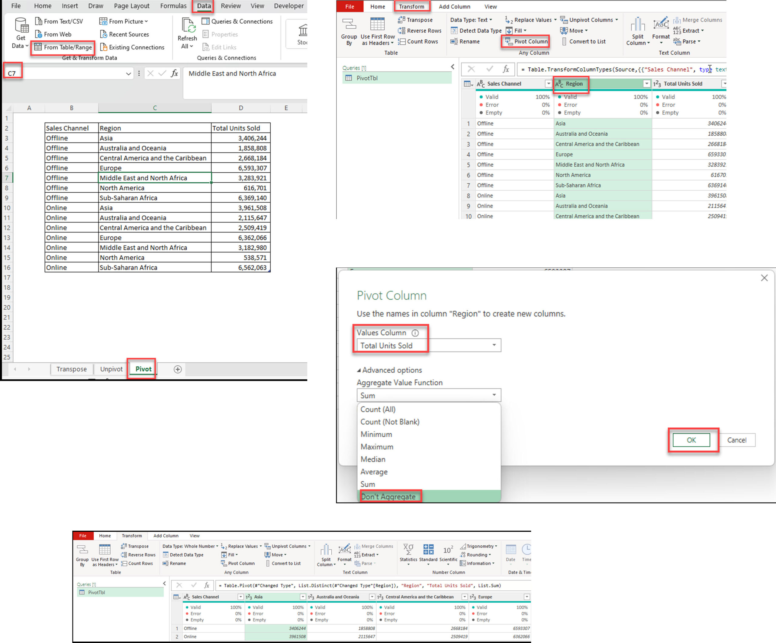 pivoting data in excel