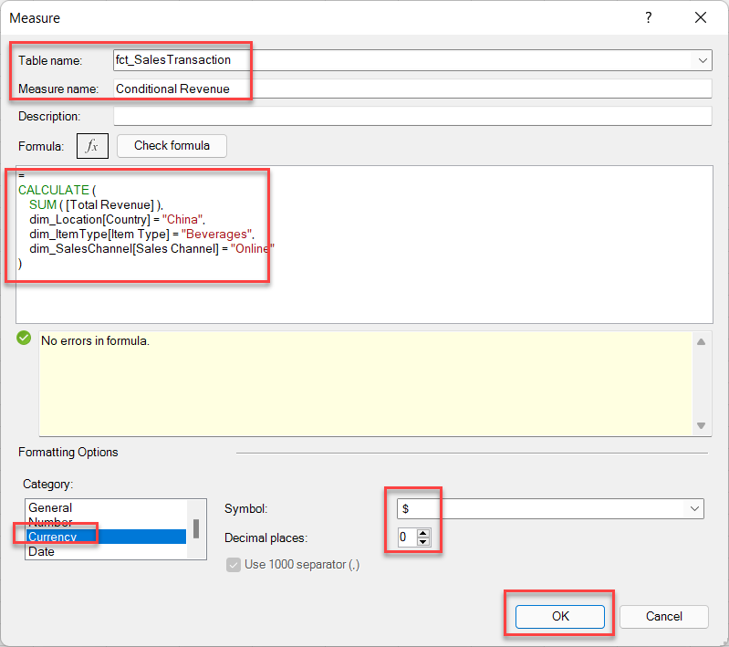 Power Pivot Measure Formula