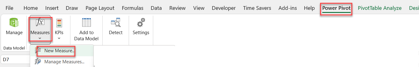 Power Pivot New Measure