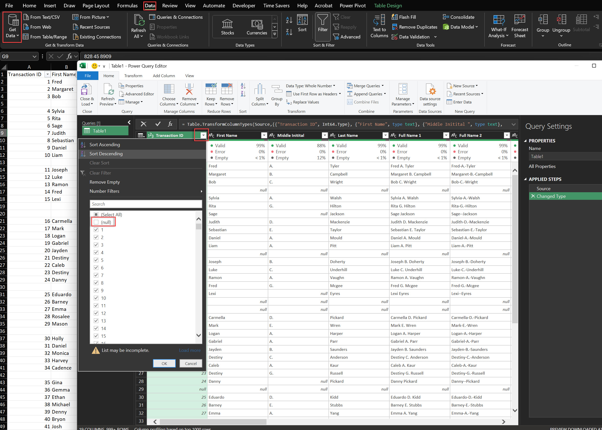 delete blank rows in excel via power query