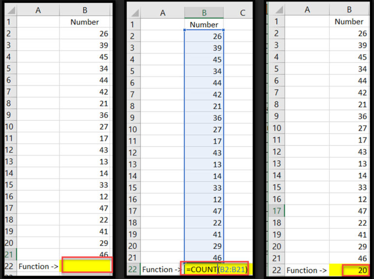 excel count function