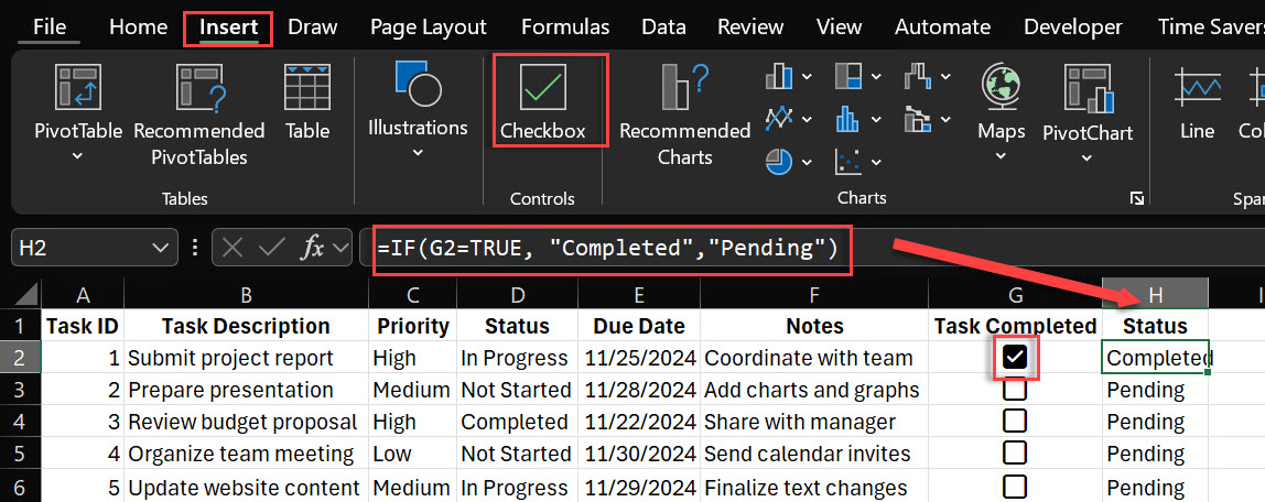 how-to-create-checklist-in-excel