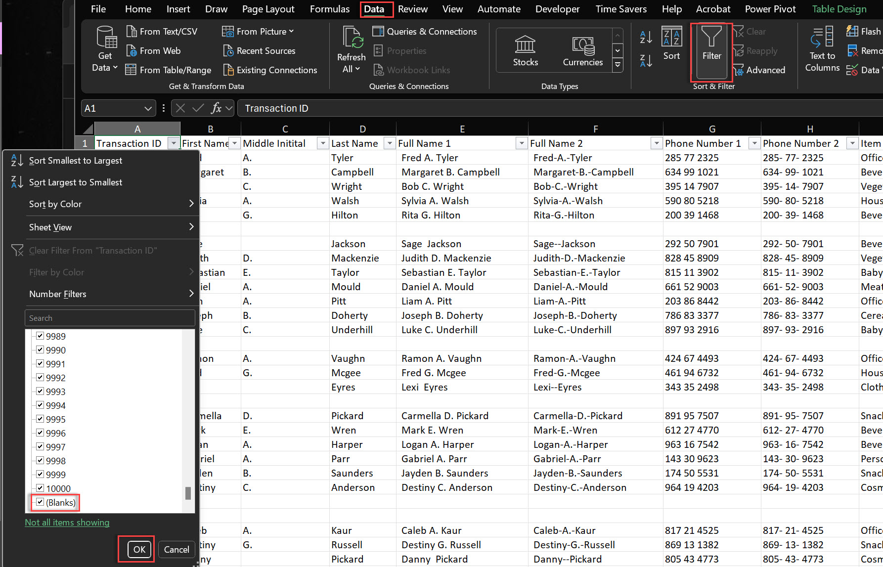 how to remove empty rows in excel using filter