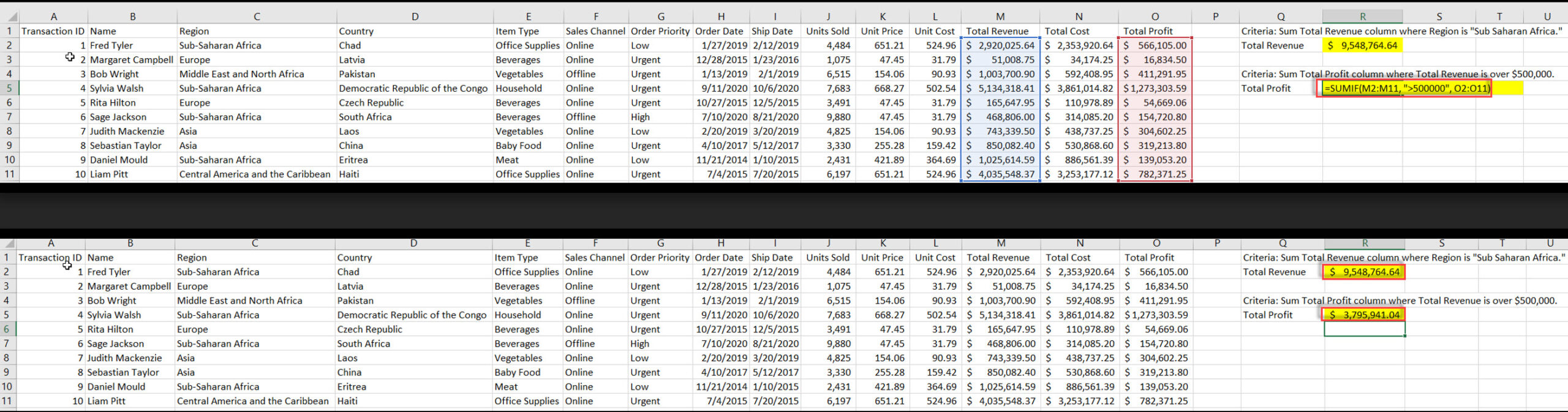 sumif 2 function scaled