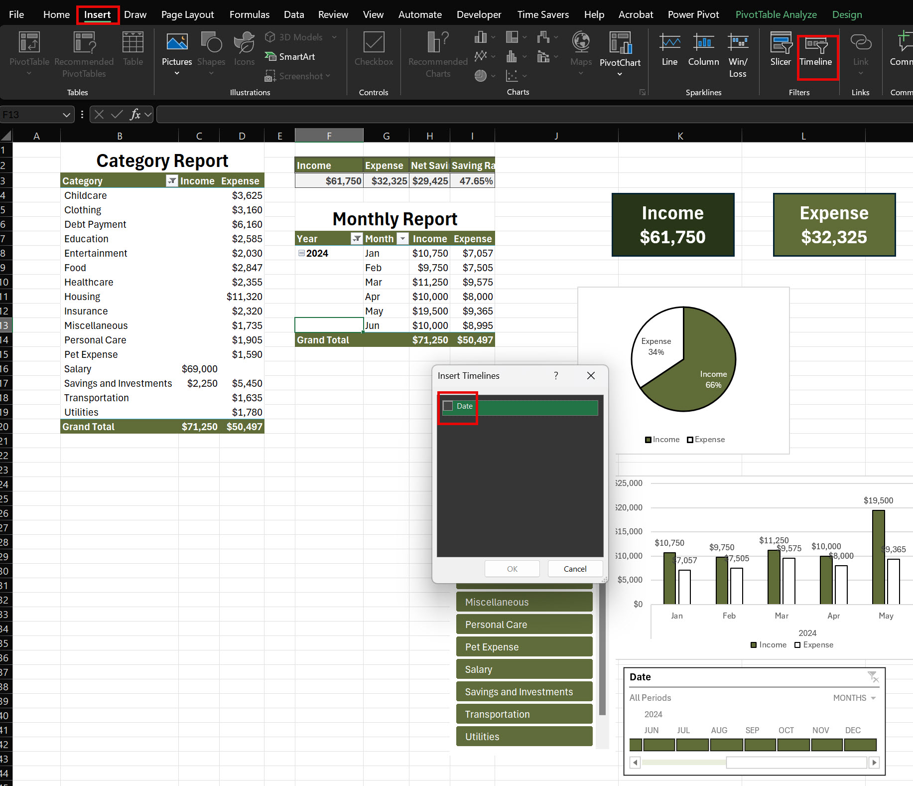 timeline slicer